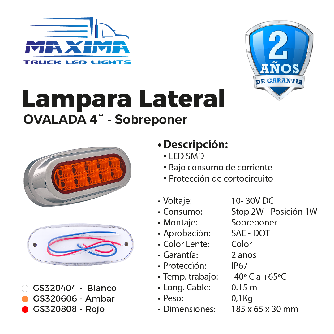 Lampara Lateral Ovalada 4¨