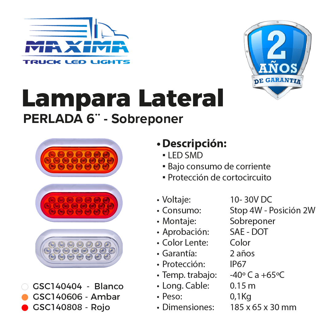 Lampara Ovalada 6" Perlada Sobreponer