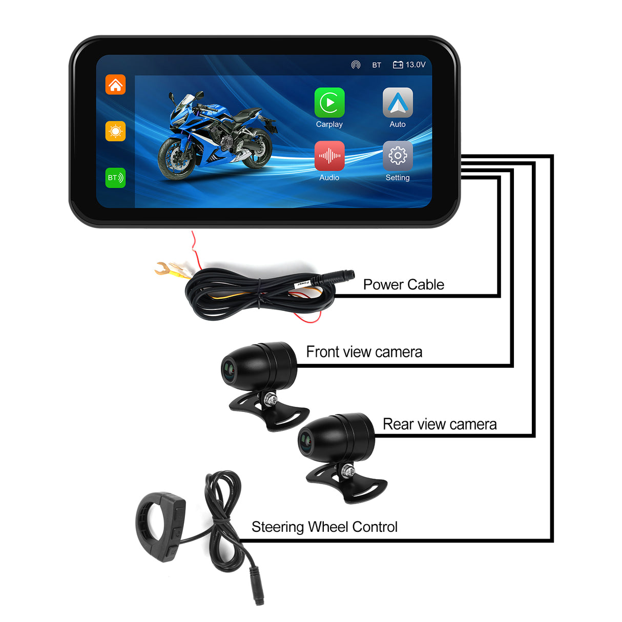 Moto Display de 6.25" HD con Control + DVR