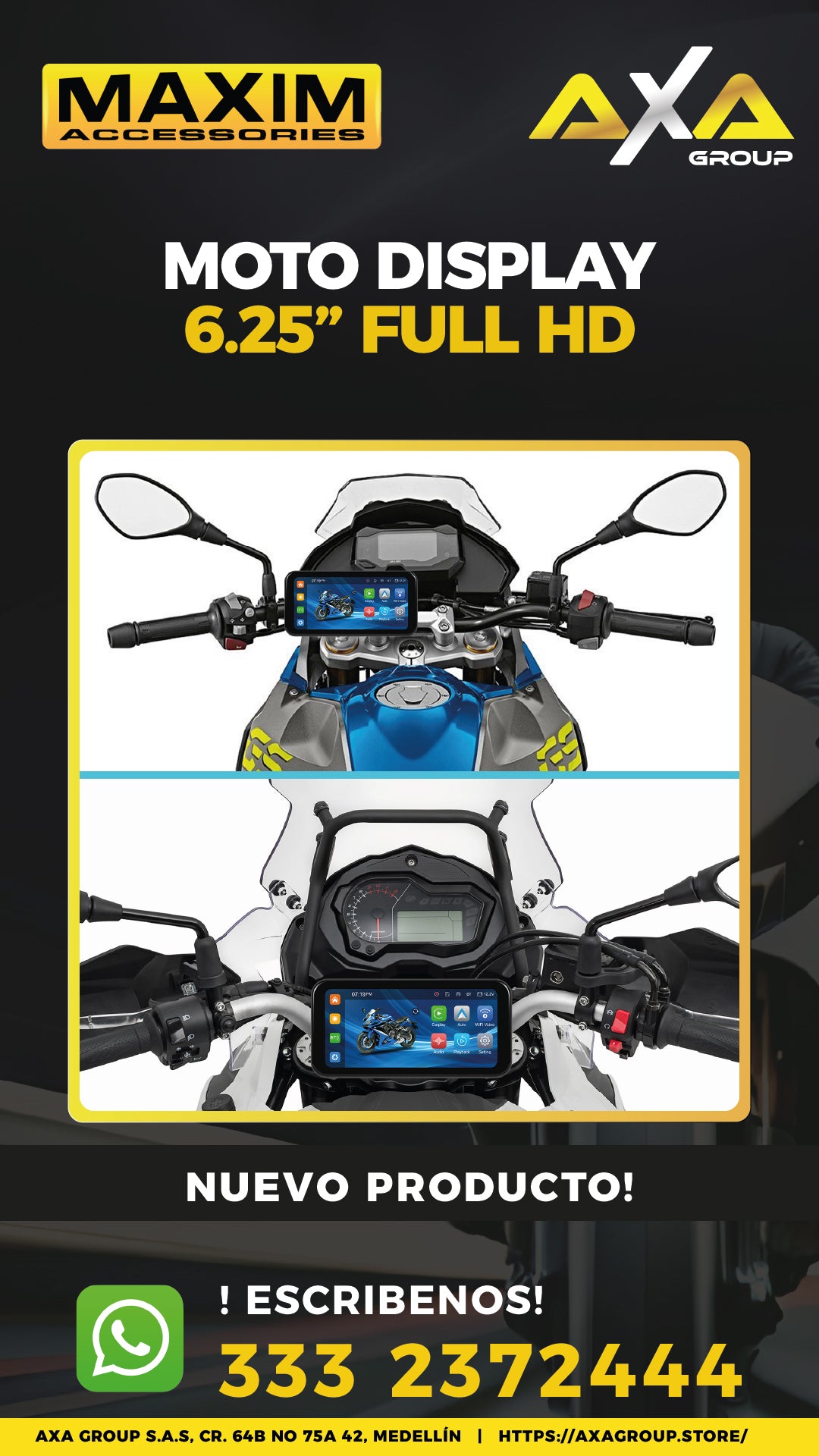 Moto Display de 6.25" HD con Control + DVR