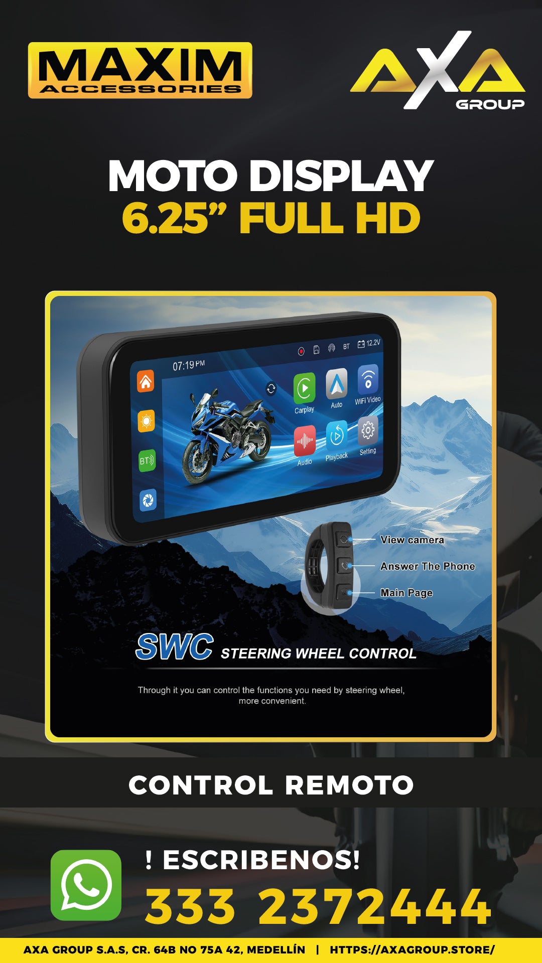 Moto Display de 6.25" HD con Control