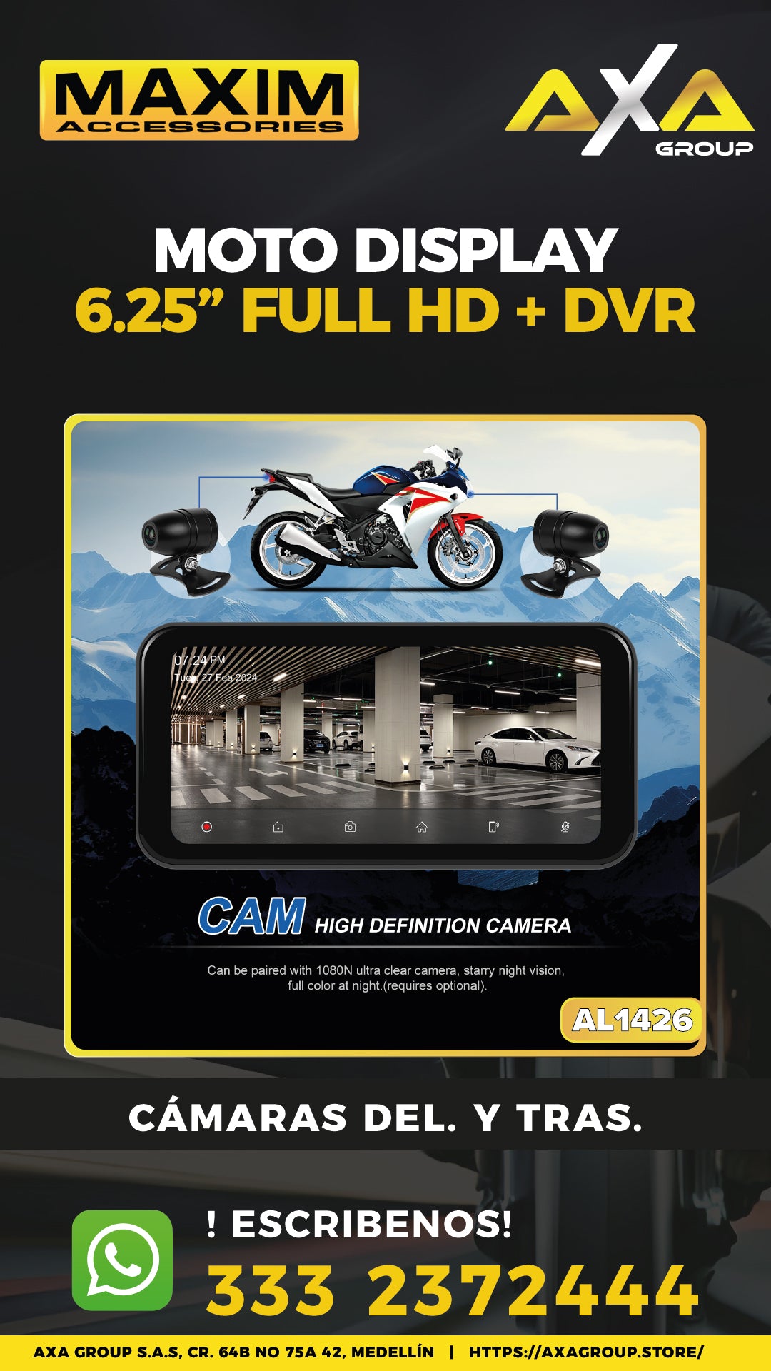 Moto Display de 6.25" HD con Control + DVR