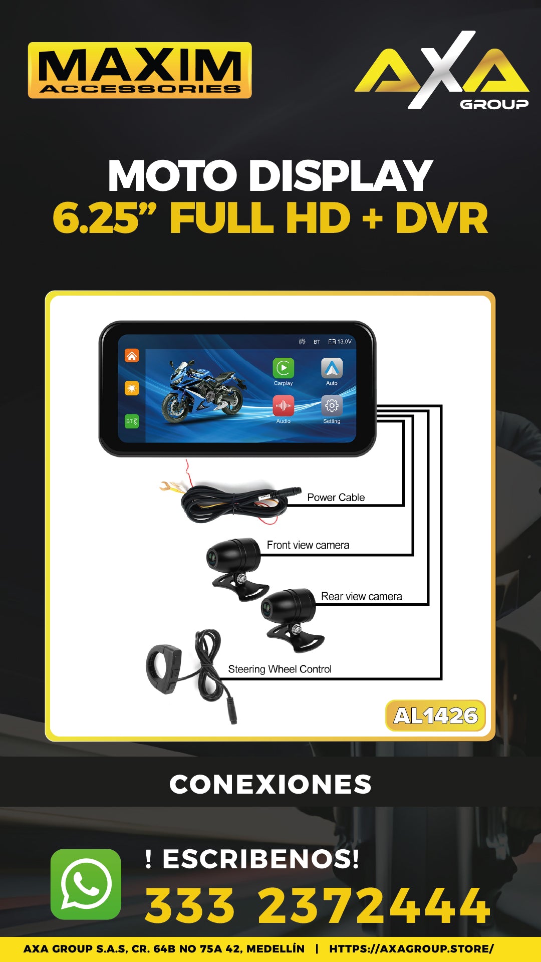 Moto Display de 6.25" HD con Control + DVR